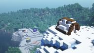 A picture of a hut and distant forest with Sildur Vibrant shaders in Minecraft 1.19.3 (Image via Mojang)